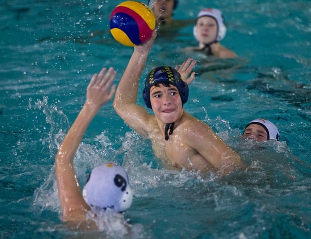 STRONG: Rotorua's Max Harvey in possession during the Under-14 Water Polo Development Tournament. PHOTO/STEPHEN PARKER