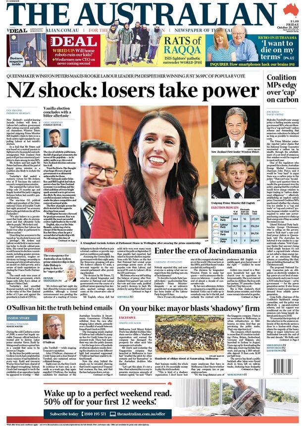 The front page of 'The Australian' this morning.