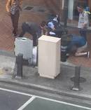 Members of the public, including Martin Stokes, were quick to assist an overpowered cop as she arrested a man much larger than herself. Photo/Facebook