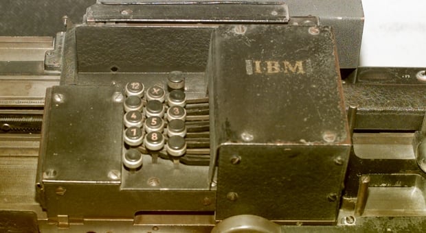 A World War II era IBM card sorting machine at the United States Holocaust Museum in Washington. Photo / Getty Images