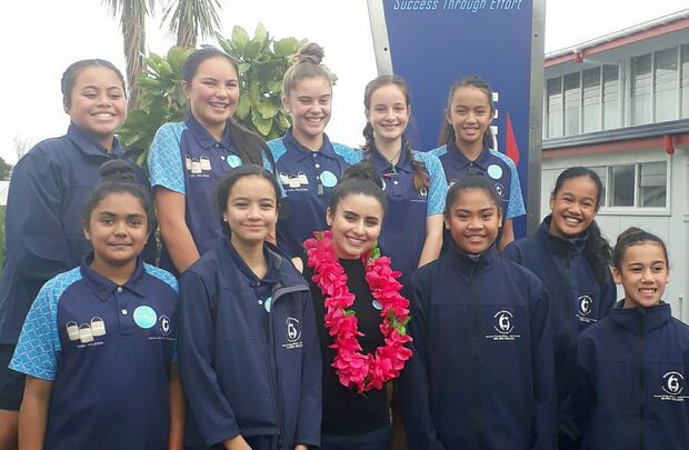 Hilbertidou at a GirlBoss leadership day held at Kelston Intermediate School.