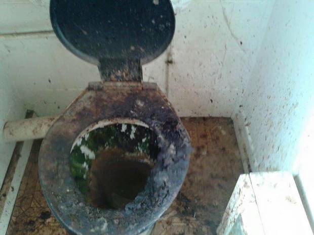 Images obtained by the <i>Herald</i> show inch-thick grime, dirt, faecal matter and other indescribable substances caked onto the toilet with permanent brown water in the bowl.