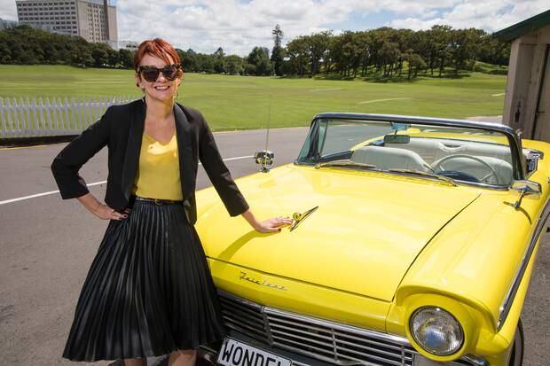 Mercury chief marketing officer Julia Jack stands alongside Evie, the electric muscle car. Photo / File