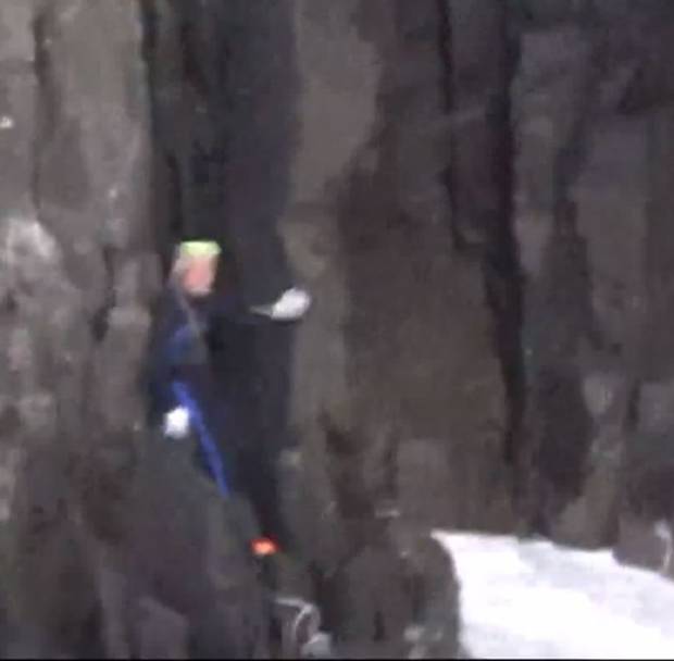 Two men were rescued from this rocky cliff south of Pauanui. Photo / Westpac Rescue Helicopter