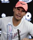 Rafael Nadal answers questions at the press conference. Photo / AP Photo
