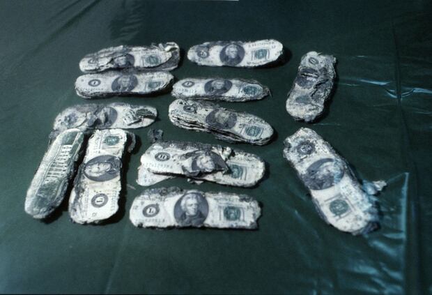 The ransom money found on a riverbank by a young boy. Photo / Getty Images