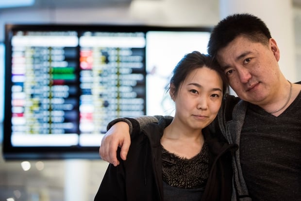 Iris Li and Ian Cui. Disruption to air travel out of Auckland International Airport after a digger cut the oil pipeline from Marsden Point near Ruakaka. Photo / Jason Oxenham
