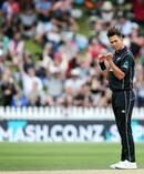 Black Caps opener Trent Boult celebrates the wicket of Pakistan's Mohammad Hafeez in the first ODI.Photosport