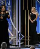 Oprah Winfrey delivers her widely celebrated speech at the Golden Globes. Photo/AP.