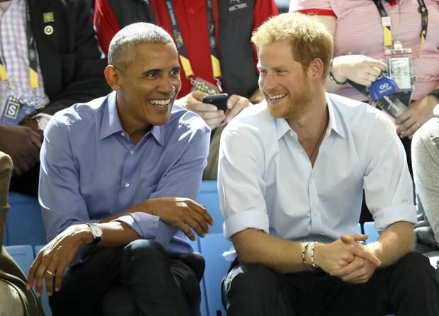 Former U.S. President Barack Obama and Prince Harry on day 7 of the Invictus Games. Photo / Getty Images