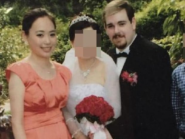 Michelle Leng, left, at her aunt's 2012 wedding to Derek Barrett, right, who murdered his niece four years later.