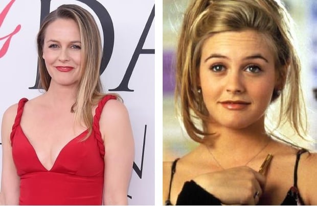 Silverstone in 2016 (left) and in Clueless, 1995 (right). Photo / Getty Images