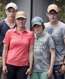 Elke Schwarz with her children Robin (right), Marius and Lukas (left). Photo / Dean Purcell