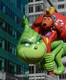 The Grinch balloon floats during Thanksgiving Day parade in New York. Photo / Getty Images