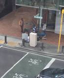 Members of the public were quick to assist an overpowered cop as she arrested a man much larger than herself. Photo/Facebook