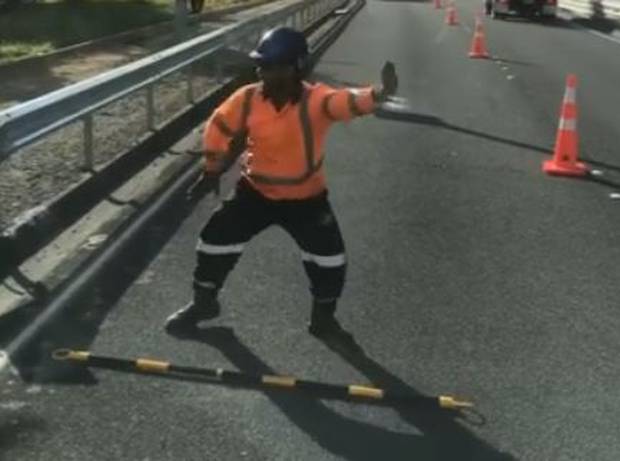 The Wellington road worker has some moves. Photo / Facebook