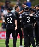 Blackcaps players celebrate. Photo / Photosport.co.nz