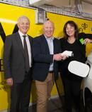 Victoria Carter at a Cityhop launch with Auckland Phil Goff and Mercury CEO Fraser Whineray. Photo / Supplied