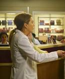 Ellen Pompeo and Martin Henderson on the set of Grey's Anatomy. 