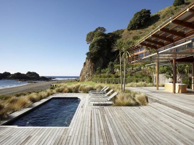 The beach-side pool on the island.