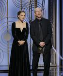 Natalie Portman calls out the Golden Globes for sexism while presenting with Ron Howard. Photo / Getty Images