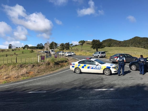 Police have set up a cordon at Mt Tiger Rd. Photo / Michael Cunningham
