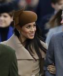 Prince Harry and his fiancee Meghan Markle arrive to attend the traditional Christmas Day service, at St. Mary Magdalene Church in Sandringham, England. Photo / AP