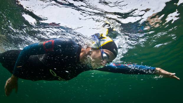 Tauranga's Mia Pugh (16) was the fastest woman in the 6km Lake Okataina Open Water Swim. Photo / Stephen Parker