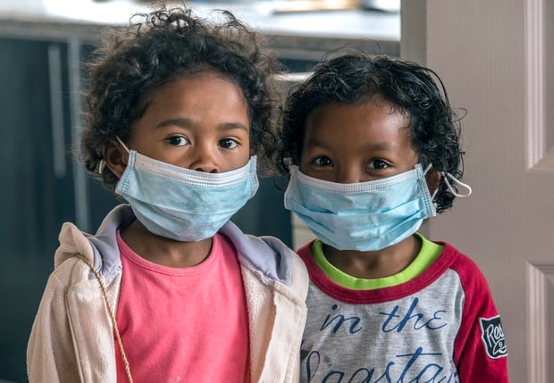 Children wear face masks at a school in Antananarivo, Madagascar. Photo / AP