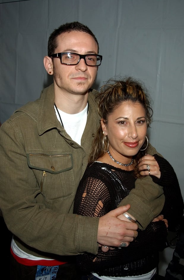 Chester Bennington and then-wife Samantha. Photo / Getty Images