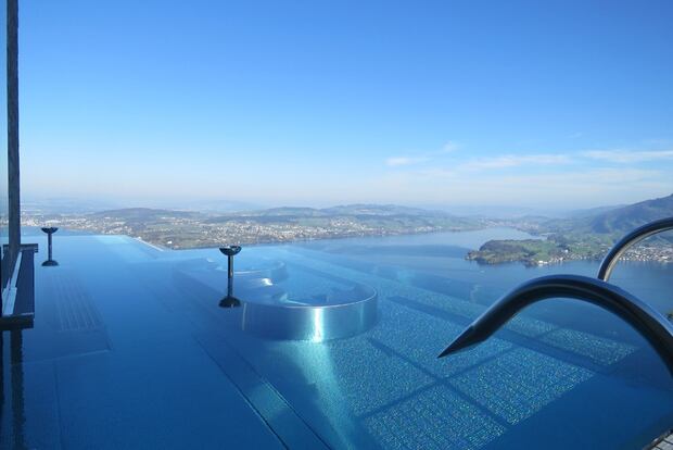 The infinity pool at the Alpine Spa. Photo / Supplied