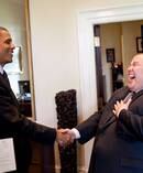 Former President Barack Obama shocks former White House staffer Gary Lee by greeting him in his native language: Korean. Photo / Pete Souza, Facebook