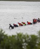 Searchers covered a wide stretch of water at Haumoana Beach looking for the missing woman last night. Photo / Warren Buckland