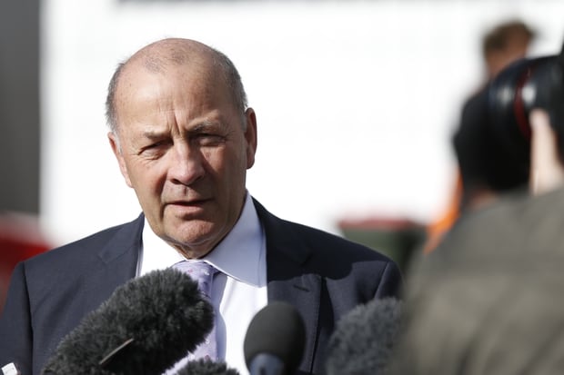 Detective Inspector Bruce Good talks to the media in realtion to the Police search raid at the Headhunters HQ. Photo / Nick Reed