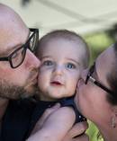 Sean and Amanda Gordon with their 6 month-old son Lachlan. Amanda had Lachlan when she was 43 years-old. Photo / Brett Phibbs
