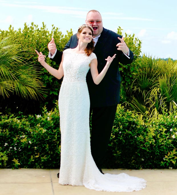 Kim and Liz Dotcom on their wedding day in Coatesville, Auckland.
