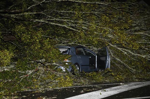 Storm damage in Auckland. A woman was trapped in her car in Kingsland New North Road. Photo / Dean Purcell