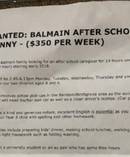 An ad for an after-school nanny posted in Woolworths. Photo / Supplied