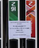 The Z Petrol station in Pt Chev with a sign announcing they had run out of 91 octane petrol on Tuesday. Photo / Brett Phibbs 