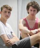 HEROIC: Hastings teenager Cameron McCallum, 16, (left), was looked after by friend Flynn Hughes,16, after helping swimmers in difficulty at Waimarama Beach. Photo / Warren Buckland