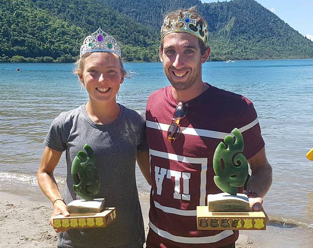 Tauranga's Hannah Knighton and Rotorua's Sam Osborne are the Blue Lake Mutlisport Festival's Queen and King of the Lake. Photo / David Beck