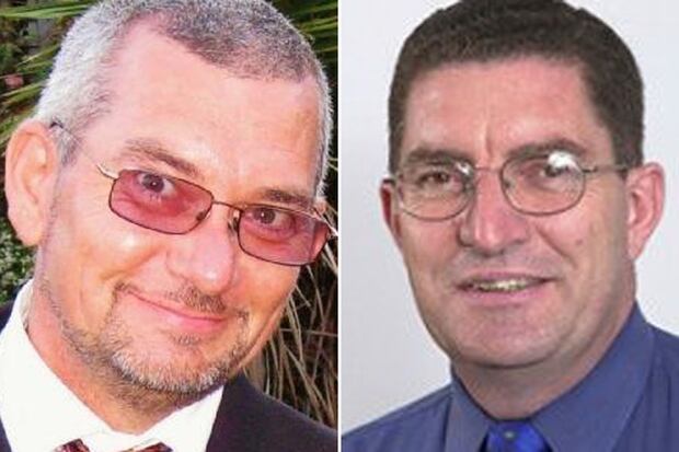 Alleged gunman Quinn Lorne Patterson, left, and former policeman Bruce Howat. Photos / Supplied