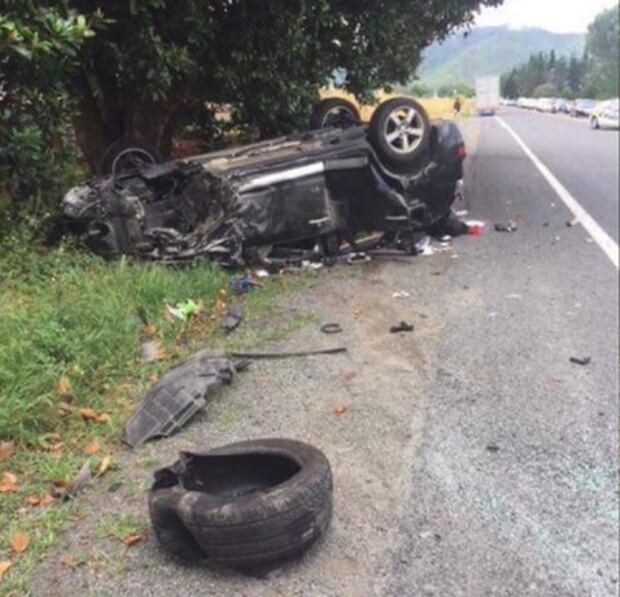 A crash near Huntly on January 3. Photograph Waikato Police Facebook 