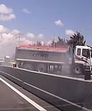 The moment a truck jack-knifes on the Southern Motorway. Photo / via Peter Smith video
