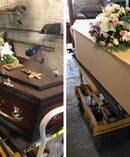 The original oak coffin and the original oak coffin that was swapped out. Photos / News Corp Australia