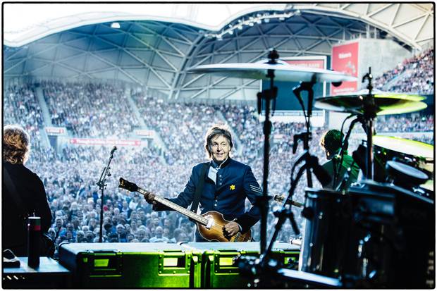 Paul McCartney on stage during his OneOnOne tour 2017