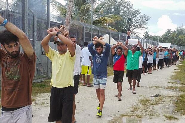 Asylum seekers and refugees protesting at the Manus Island immigration detention centre in Papua New Guinea. Photo / AAP