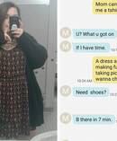 A high school student named Bailey texted her mom to ask her to bring her a T-shirt and jeans after she realized people were mocking her for wearing a dress. Photos / Twitter