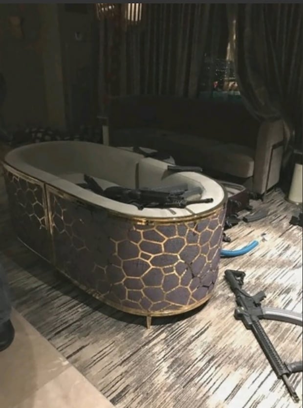 Inside the gunman's hotel room. Photo / Twitter