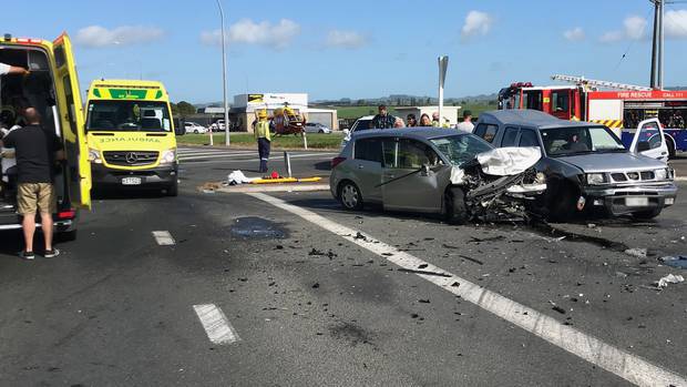 An Australian tourist faces several charges of careless driving causing injury after this crash near Hobbiton at the weekend. Photo / Waikato Westpac Rescue Helicopter
